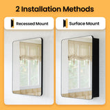 Black Medicine Cabinets for Bathroom with Mirror:20x26 Inch Small Mirrored Vanity Storage with Adjustable Shelves-Surface or Recessed Wall Mount-Matte Black Frame MemoCastle