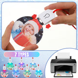 Halloscume 10 Pcs Light up Christmas Sublimation Ornament Blanks with Light Acrylic Blanks LED Ornaments Bulk for Xmas Tree DIY Handmade Crafts Christmas Party Decorations Supplies (Round) Halloscume