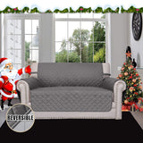 Easy-Going Reversible Loveseat Couch Cover for 2 Cushion Couch Sofa Cover for Dogs Water Resistant Furniture Protector with Foam Sticks Elastic Straps for Pet (Loveseat, Gray/Light Gray) Easy-Going