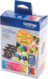 Brother LC753PKS XL High Yield 3 Pack - 1 Each LC75C, LC75M, LC75Y Ink, Yellow/cyan/magenta Brother
