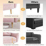 Brelice Loveseat Sofa, 47" Velvet Couch for Bedroom, Convertible Wooden Tray & Ergonomic Armrest, for Small Space, Apartment, Living Room, Home Office, Easy Assembly, Pink Brelice