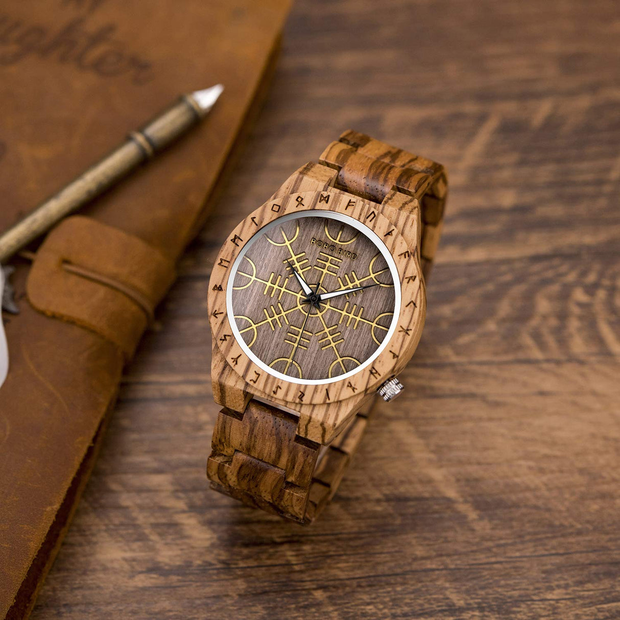 BOBO BIRD Mens Unique Engrave Wood Watches Luxury Stylish Watch Wood Strap with Bamboo Wooden Box BOBO BIRD