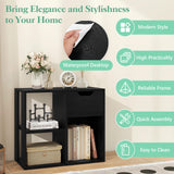 Giantex 3 Cube Bookcase with Drawer, 2 Tier Bookshelf for Small Spaces, Modern Freestanding Display Rack with Open Shelves, Book Case, Wood Cube Storage Organizer Bedroom Living Room, Black Giantex