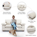 COLAMY Loveseat Couch Sofa,73" Upholstered Living Room Sofa with Pillows Modern Comfy Removable Back Seat Cushions Bedroom Couch, Beige COLAMY