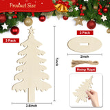 Wooden Christmas Ornaments to Paint Christmas Tree Decoration Cutouts Unfinished 3Pack 7 inches, Wood DIY Blank Christmas Tree Table Sign Ornament for Home Crafts Hanging Decoration with String Base Sophena