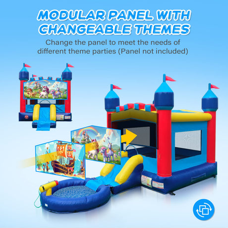 JOYMOR Commercial Grade Bounce House w/Slide and Pool for Adults and Big Kids, 12x12FT Jumping Area, 100% PVC Vinyl Commercial Water Slide with Water Cannon for Outdoor Backyard (with Blower) JOYMOR