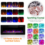 PUKAMI Fireplace TV Stand with 36" Electric Fireplace for TVs Up to 80", LED Light Entertainment Center with Highlight Storage Cabinet, 70 inch Modern Wood Media TV Console for Living Room, Black PUKAMI