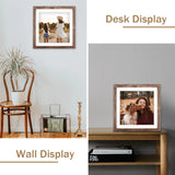 ORIVAN 10x10 Picture Frame Wood Display Picture 8x8 with Mat or 10x10 without Mat Distressed Brown Square Photo Frame for Wall and Tabletop Decoration ORIVAN