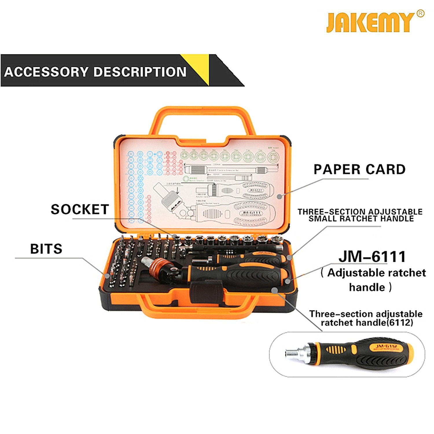 Precision Ratchet Screwdriver Set, JAKEMY 69 in 1 Household Screwdriver Home Repair Tool Kit, Disassemble Magnetic Rotating Ratchet Screwdriver Kit for Furniture/Car/Computer/Electronics Main - WoodArtSupply