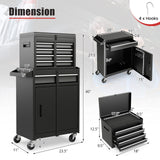 Goplus Rolling Tool Chest, 5 Drawers Tool Storage Cabinet with Universal Lockable Wheels, Detachable Top Toolbox, Lock Bar, Protective Liner, Heavy Duty Metal Tool Cart, Tool Box for Workshop Garage Goplus