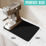 WISELIFE Coffee Mat Super Absorbent Dish Drying Mat Coffee Bar Accessories Match with Coffee Maker Coffee Machine Coffee Pot Large Drying Mats for Kitchen Counter 12" W x 19" L, Black WISELIFE