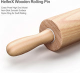 HelferX 17.6 inch Wooden Rolling Pin for Baking - Long Dough Roller for All Baking Needs HELFERX