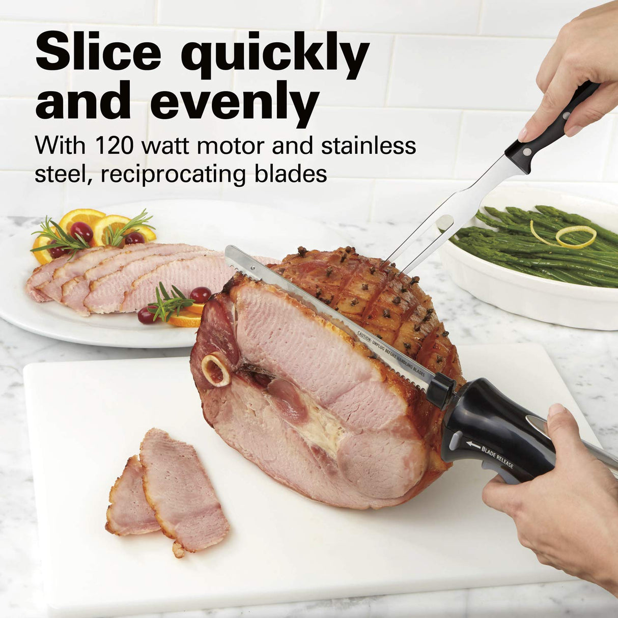 Hamilton Beach Set Electric Carving Knife for Meats, Poultry, Bread, Crafting Foam and More, Storage Case and Serving Fork Included, Black (74277) Hamilton Beach