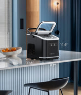 ecozy Countertop Ice Maker, Portable Ice Maker with Self-Cleaning, 9 Bullet Ice Cubes in 6 Mins, 26lbs/24Hrs, Ice Maker Machine with Ice Bags, Handle, Standing Scoop and Basket, Black, IM-BS261C ecozy