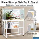 MEWSDEN Fish Tank Stand - 40 Gallon Heavy Duty Metal Aquarium Stand, Reptile & Turtle Breeder Tank Combo (White, 36.5"x18.5"x29.5") MEWSDEN