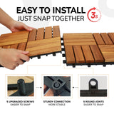 CLOVERHOLM Interlocking Deck Tiles-10PCS Waterproof Acacia Wood Patio Tiles, Easy Snap Flooring Tiles for Indoor and Outdoor,Balcony, Entry, Poolside Tiles, 12”x12”, 10sq.ft per Box, Natural CLOVERHOLM