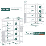 SEDETA 5 Tier Corner Bookshelf, Modern Corner Bookcase, Convertible Bookshelf with Storage Bag, Pegboard & LED Light, Tall Bookshelves for Bedroom, Living Room and Home Office, White SEDETA