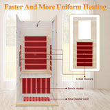 DWKWE Far Infrared Sauna Room for Home Use - 1350W Natural Hemlock Indoor Personal Wooden Personal Dry Sauna with Rapid Heating, Perfect for Athletes, Busy Professionals & Arthritis Sufferers DWKWE