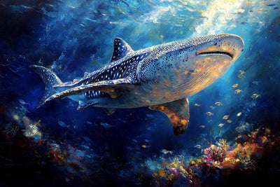 UV-ETRY DIY Paint by Numbers on Canvas, Whale Shark Gliding Gracefully Through The Deep Sea, DIY Canvas Oil Painting Kit for Adults for Bedroom Office Arts Craft Decor,40x50cm