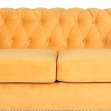 PHOYAL Modern 3 Seater Couch, Large Sofa Furniture, Roll Arm Classic Tufted Chesterfield Settee Velvet Sofa with Channel Tufted Seat Back for Living Room, Yellow PHOYAL