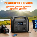 Portable Power Station, 300W (600W Peak) 299Wh LiFePO4 Solar Generator Pure Sine Wave 110V AC Car Outlets PD 60W QC3.0 Backup Power Supply Bank for Camping, Blackout, CPAP pangootek