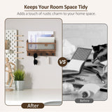 Nekon Mail and Key Holder for Wall Decorative, 11 Inch Wooden Wall Key Organizer with 5 Key Hooks, Wall Mount Storage Shelf for Entryway Hallway (Brown) Nekon