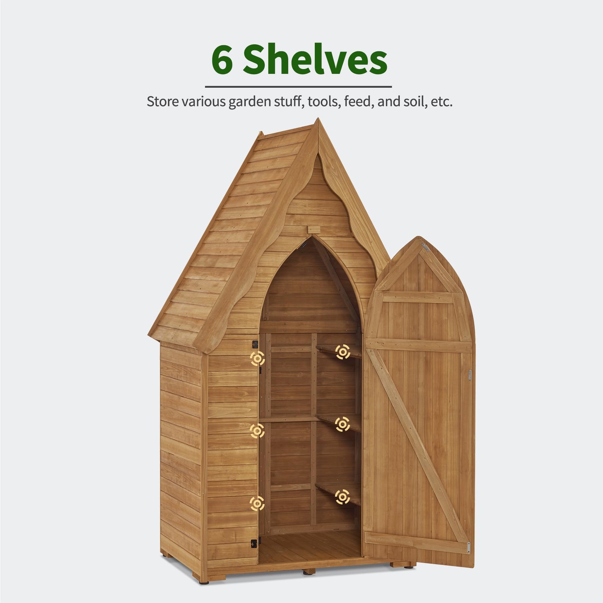 MCombo Large Sheds & Outdoor Storage with 6 Shelves, Tall Outside Storage Cabinet, Oversize Wooden Garden Tool Shed for Patio (47.2" x 28.7" x 82.7") 1955 (Natural) - WoodArtSupply