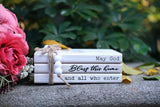 LIVDUCOT Rustic Decorative Coffee Table Books for Home, Wood Book Stack Decor Set of 3, Farmhouse Mantel Decor, Christian Gifts (May God Bless This Home And All Who Enter) LIVDUCOT
