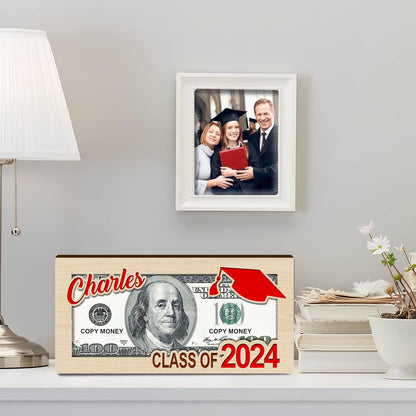 Personalized Graduation Gifts Money Holder, Class of 2024 Senior, Custom Wooden Graduation Card Box Cash Holder, Money Gift Holder, College Graduation Gift - WoodArtSupply