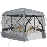 COBIZI Pop Up Gazebo Screen Tent Screen House for Camping, 15x15 Screen Room with Mosquito Netting, Hub Tent Instant Screened Canopy with Carrying Bag and Ground Stakes, Gray COBIZI