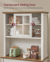 VASAGLE 71" Pantry Cabinet with Lights and Charging Station, Kitchen Pantry Cabinet with Doors and Drawer, Farmhouse Storage Cabinet, Coffee Bar Cabinet, Adjustable Shelves, Rustic White UBBK363W12 VASAGLE