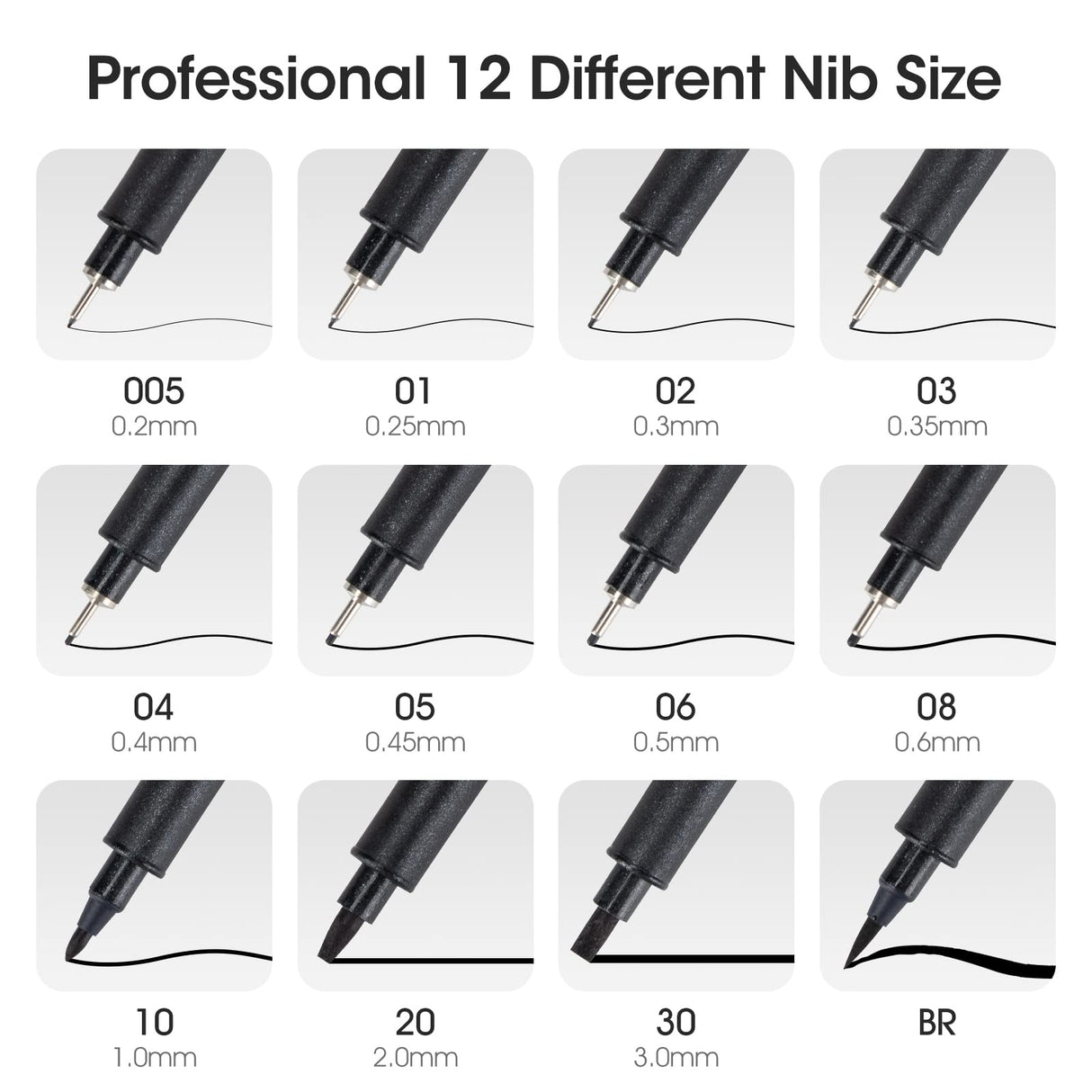 TWOHANDS Art Pens,Fineliner Ink Pens,Set of 12 Technical Drawing pen,Pigment Pen,Fine Point,Black,Waterproof,for Art Watercolor,Sketching,Anime,Manga, 902188 TWOHANDS