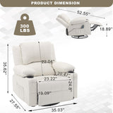 Massage Swivel Rocker Recliner with Lumbar Heat, Overstuffed PU Leather Recliners for Living Room, Modern Single Rocking Chair for Adults, Manual Rocker Recliner with Cup Holders for Bedroom, White Comermax