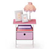 Furinno Andrey End Table / Side Table / Night Stand / Bedside Table with Bin Drawer, Pink/Light Pink Furinno