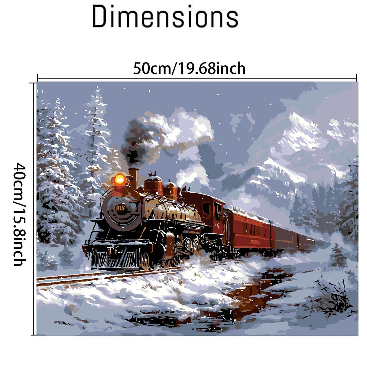 Train Paint by Numbers Kit for Adults,Winter Painting by Numbers,DIY Acrylic Paint Kit for Adults Beginners Without Frame,Easy Christmas Adult Paint by Number Kits on Canvas for Decor 16x20inch Canrichshop