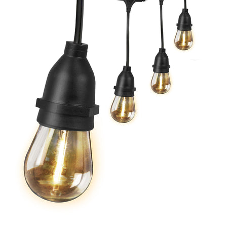 Feit Electric LED String Lights, 20ft Commercial Grade and Shatter Resistant String Lights with 10 Outdoor Sockets, Linkable, 15,000-Hour Lifetime, Wet Rated, SL20-10/FIL, 12 Bulbs Included Feit Electric