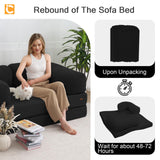 COMAX Folding Sofa Bed Queen, 4-in-1 Foldable Floor Couch Convertible Futon Sofa with Armrests Sleeper Mattress Chair Bed Comfy Portable Fold Out Lounge Guest for Living Room Bedroom, Black COMAX