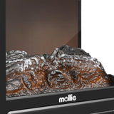 mollie 21-Inch Electric Fireplace Stove 1500W Portable Indoor Freestanding Fireplace Heater with Flame Effect and Adjustable Temperature, Overheating Protection (Black) mollie