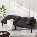 AWQM Convertible Futon Sofa Bed, 70" Futon Sofa Bed, Adjustable Futon Couch, Faux Leather Futon Sofa Couch, Comfy Futon Couch Bed with 2 Square Pillows, for Living Room, Apartment, Office (Black) AWQM