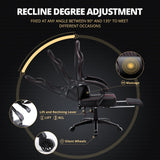 Dowinx Gaming Chair Breathable PU Leather Gamer Chair with Pocket Spring Cushion, Ergonomic Computer Chair with Massage Lumbar Support,Adjustable Swivel Task Chair with Footrest(Black) Dowinx