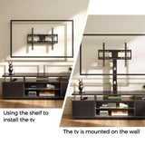 Rolanstar TV Stand with Mount and Power Outlet 59.1", Swivel TV Stand Mount for 32/45/55/60/65/70 inch TVs, Height Adjustable Modern Entertainment Center with Storage & LED Lights, Black TV Table Rolanstar