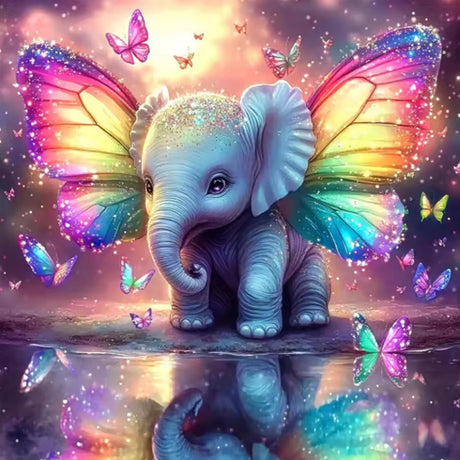 EIBEILI 5D Diamond Painting Kits for Adults, Animal Elephant Full Drill Diamond Art Kits for Beginner,DIY Butterfly Round Diamond Dots for Adults Gem Art Home Wall Decor 14x14 Inch EIBEILI