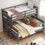 Twin XL over Queen Detachable Bunk Bed Frame - Sturdy Wooden Design with Ladder in Grey GM Ultra
