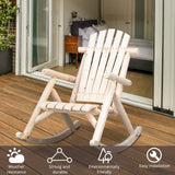 Outvita Wooden Rocking Chair Set of 2, Fir Log Adirondack Rocker, Outdoor Wood Accent Furniture Lounge Chairs for Garden Patio Backyard Porch (Natural Finish) Outvita