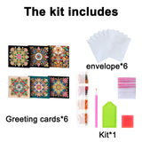 pigpigboss 6 Packs Mandala Diamond Art Greeting Card Kit, Flower Birthday Cards Paint with Diamonds, Special Shaped Diamond Painting Dots Cards Crafts for Adult Holiday Wishes and Blessing pigpigboss