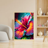 DOMROM Diamond Painting Kits for Adults, Hibiscus Diamond Art Kits, 5D Flowers Diamond Painting, DIY Round Full Drill Diamond Painting Gem Arts and Crafts for Home Decor 12x16 inch DOMROM
