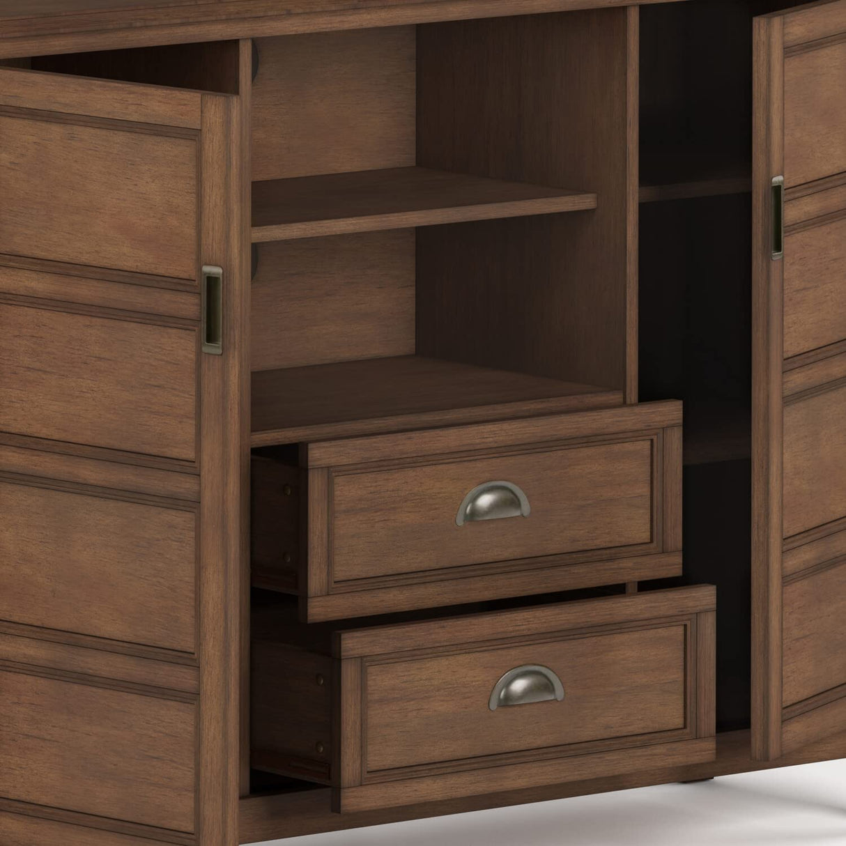 SIMPLIHOME Burlington SOLID WOOD 54 Inch Wide Transitional TV Media Stand in Rustic Natural Aged Brown for TVs up to 60 Inch, For the Living Room and Entertainment Center SIMPLIHOME