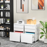 Brightpeak 3 Drawer Mobile File Cabinet, Metal Rolling Filing Cabinet with Lock for Home Office, Under Desk Small Cabinet with Wheels Fit Legal/Letter/A4 (White) Brightpeak
