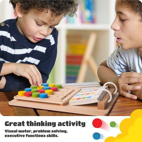 LiKee No-Lose-Parts Wooden Color Matching Puzzle for Kids Boys Girls 3+ Years Old, Brain Teasers Mental Challenge Game Montessori Learning Tool for Developing Minds, Perfect for Travel, Road Trip LiKee