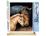 Figured'Art Paint by Numbers Kit for Adults Horse and Foal 16"x20" - Craft Art Painting Rolled Canvas with DIY Wooden Frame Figured'Art